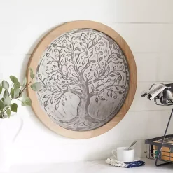 Kirklands Home Whitewashed Bronze Tree Framed Wall Plaque Sale