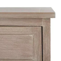 Kirklands Home Whitewashed Brown Wood Side Table with Baskets New