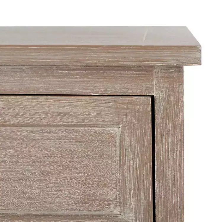 Kirklands Home Whitewashed Brown Wood Side Table with Baskets New