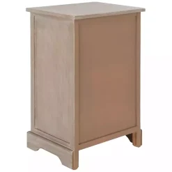 Kirklands Home Whitewashed Brown Wood Side Table with Baskets New