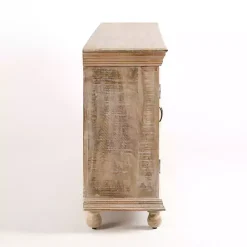 Kirklands Home Whitewashed Carri Glass Door Cabinet Clearance