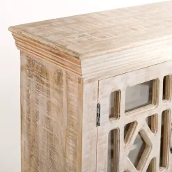 Kirklands Home Whitewashed Carri Glass Door Cabinet Clearance