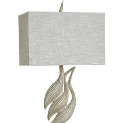 Kirklands Home Whitewashed Carved Egrets Buffet Lamp Gray Clearance