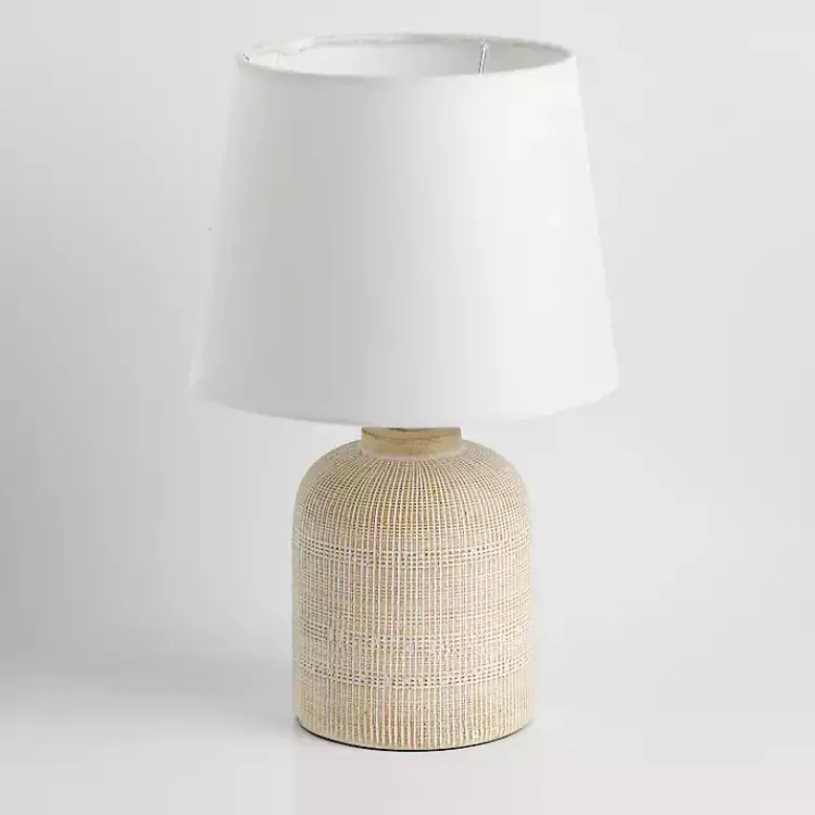 Kirklands Home washed Carved Grid Table Lamp White Sale