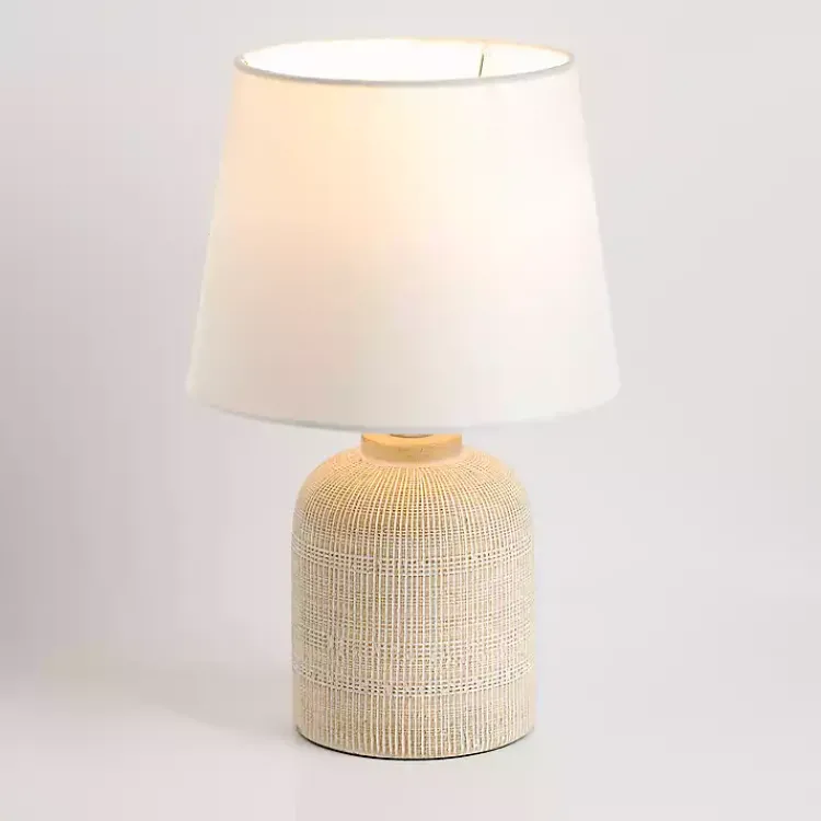 Kirklands Home washed Carved Grid Table Lamp White Sale