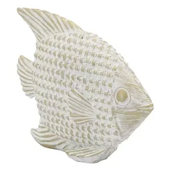 Statues & Figurines>Kirklands Home Whitewashed Ceramic Woven Fish Statue