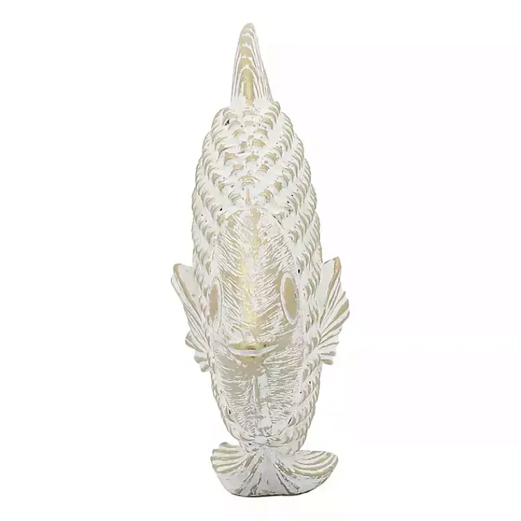 Statues & Figurines>Kirklands Home Whitewashed Ceramic Woven Fish Statue