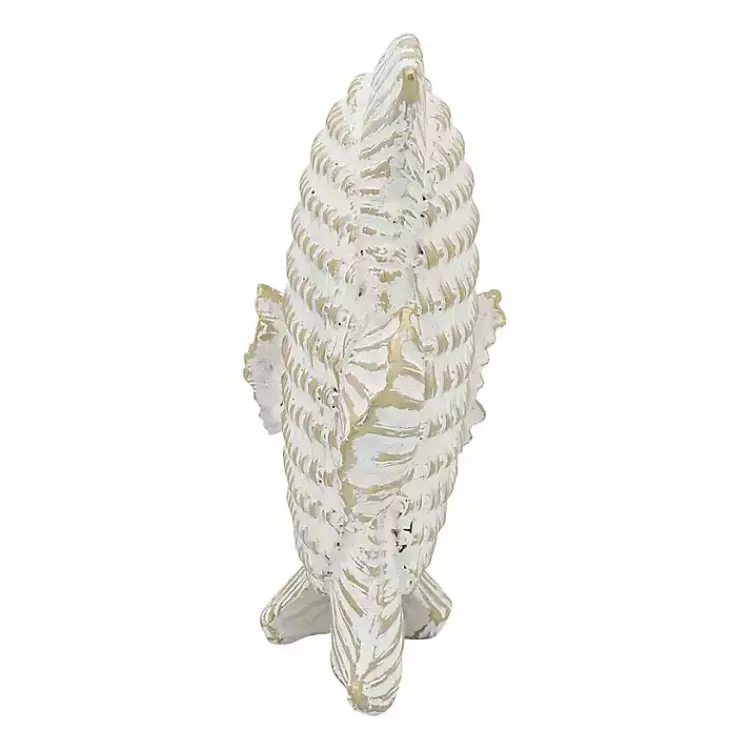 Statues & Figurines>Kirklands Home Whitewashed Ceramic Woven Fish Statue