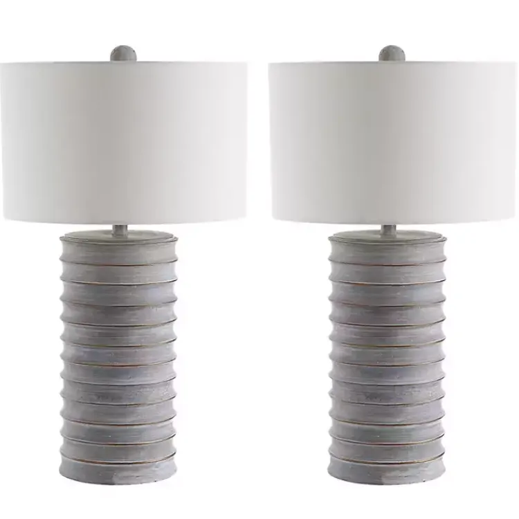 Kirklands Home Whitewashed Gray Ridges Table Lamps, Set of 2 Ivory Clearance