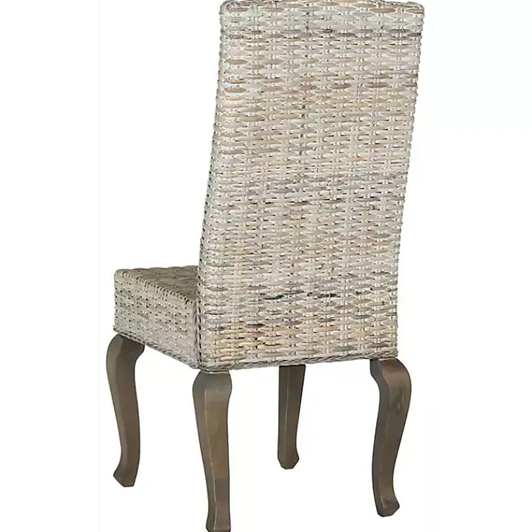 Kirklands Home Whitewashed Kubu Rattan Dining Chairs, Set of 2 Ivory Online