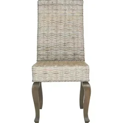 Kirklands Home Whitewashed Kubu Rattan Dining Chairs, Set of 2 Ivory Online