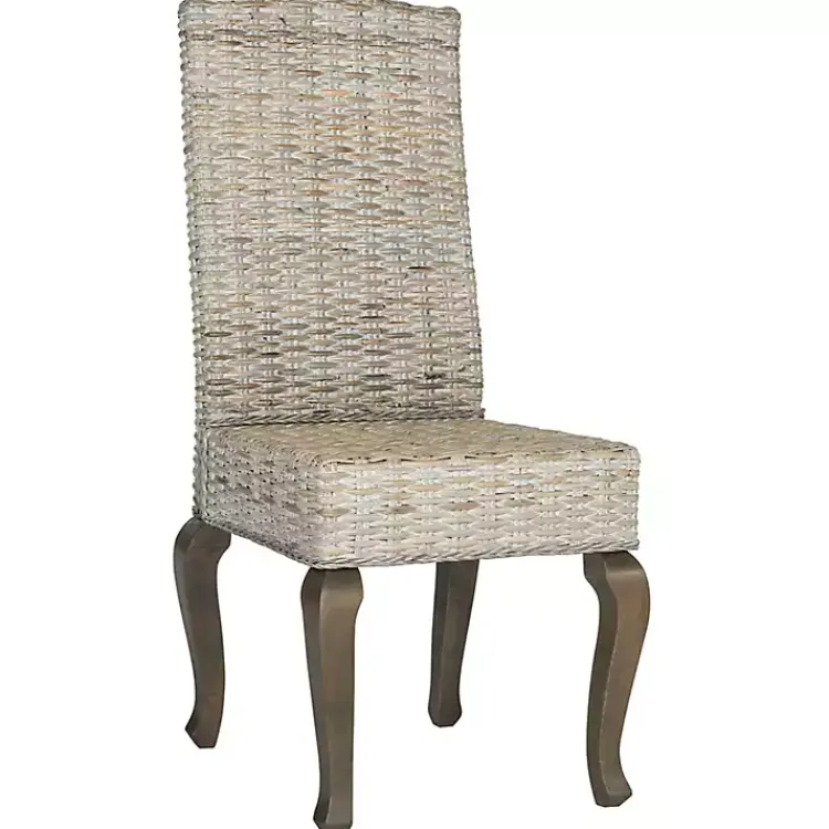 Kirklands Home Whitewashed Kubu Rattan Dining Chairs, Set of 2 Ivory Online