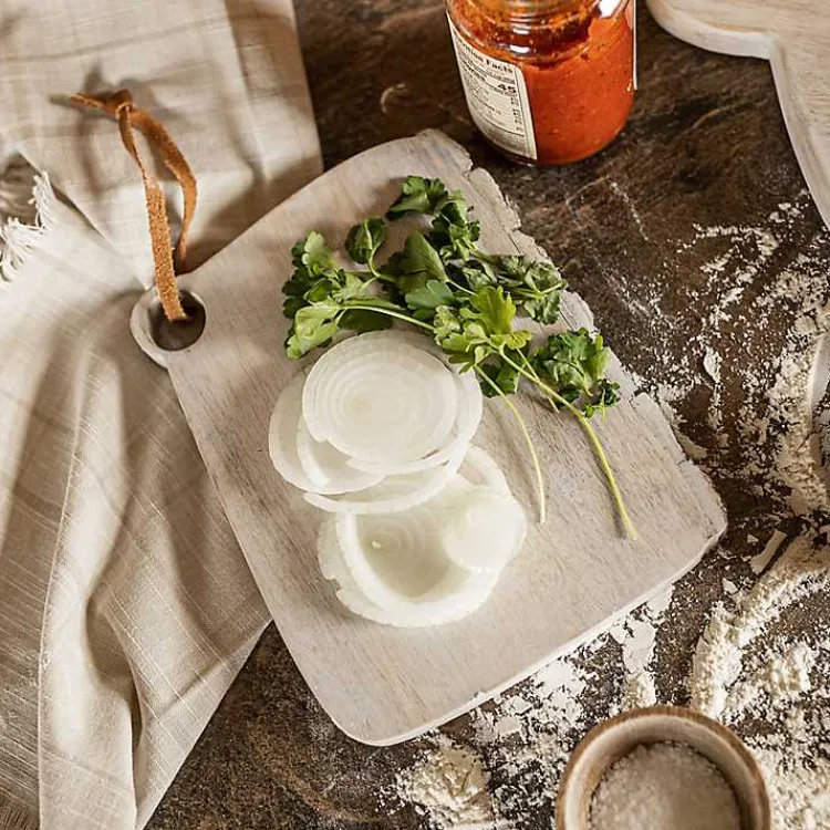 Kirklands Home Whitewashed Live Edge Wooden Cutting Board