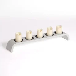 Candle Holders>Kirklands Home washed Mango Wood Arched Pillar Candle Runner White