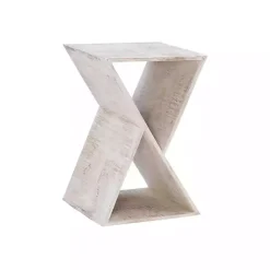 Kirklands Home washed Mango Wood Hourglass Accent Table White Clearance
