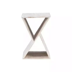 Kirklands Home washed Mango Wood Hourglass Accent Table White Clearance