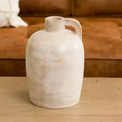 Vases>Kirklands Home washed Mango Wood Vase with Handle White