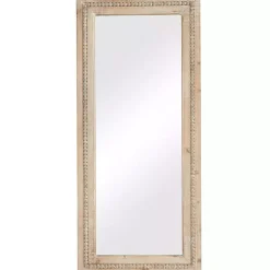 Kirklands Home Whitewashed Natural Beaded Wood Wall Mirror