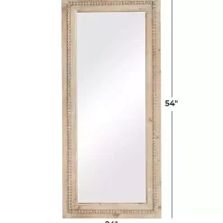 Kirklands Home Whitewashed Natural Beaded Wood Wall Mirror