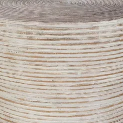 Kirklands Home Whitewashed Natural Rattan Accent Table Best
