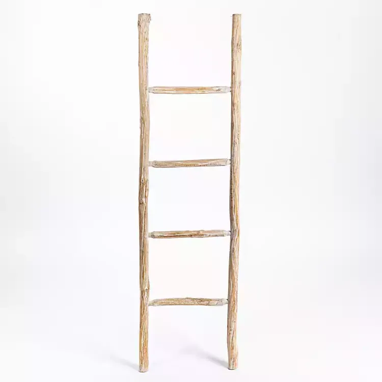 Decorative Accents>Kirklands Home Whitewashed Natural Wood Leaning Ladder Tan