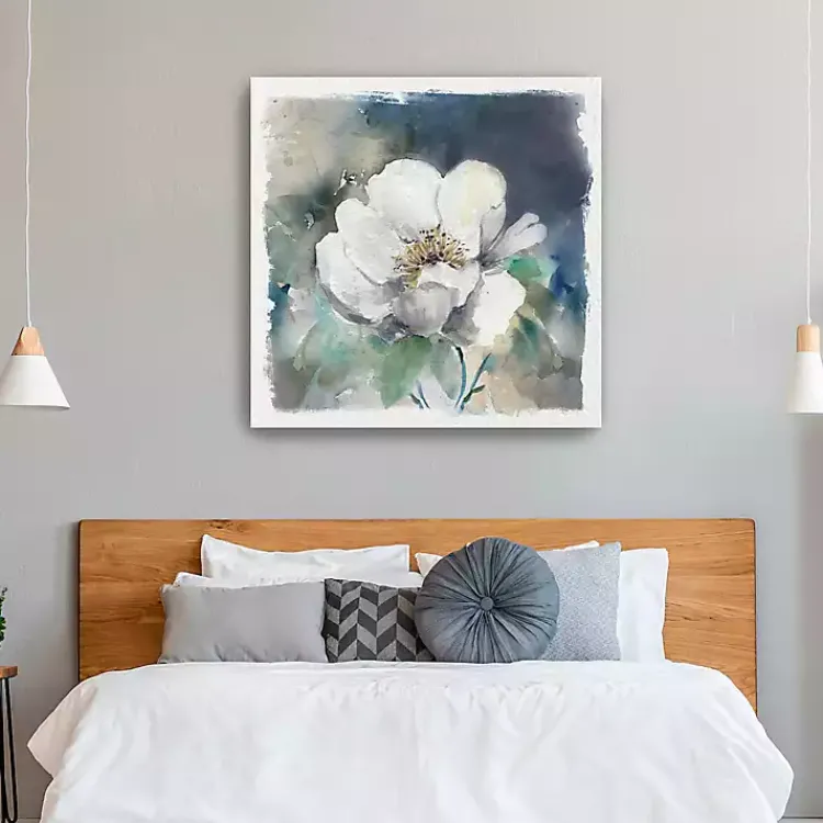 Kirklands Home Whitewashed Peony Canvas Art Print New