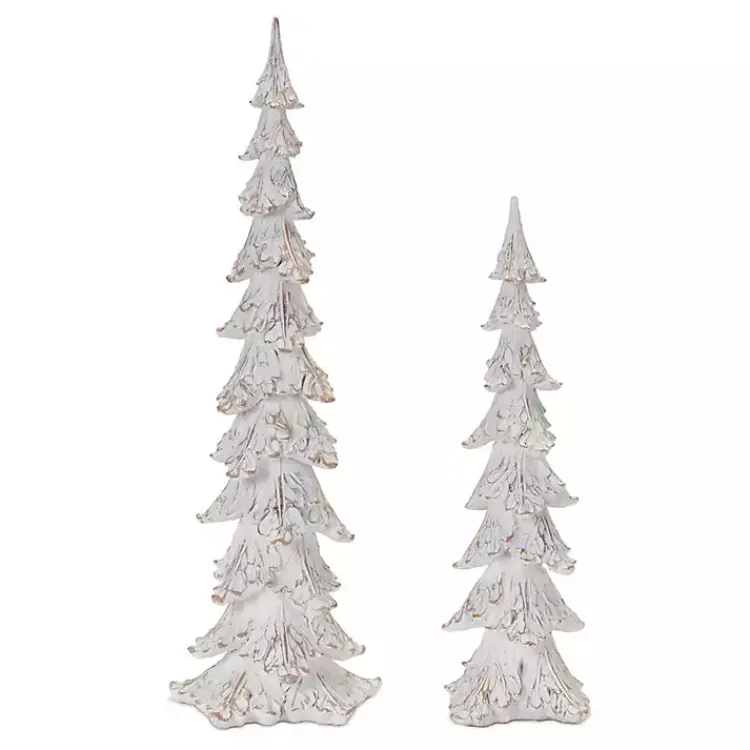 Christmas Decorations>Kirklands Home washed Pine Trees, Set of 2 White