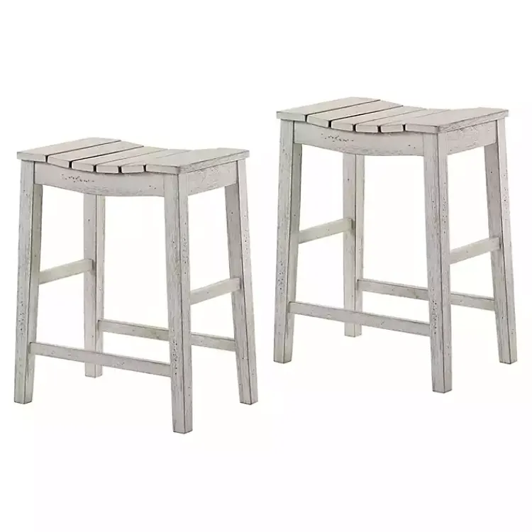 Kirklands Home washed Saddle Seat Counter Stools, Set of 2 White Sale