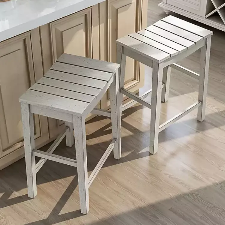 Kirklands Home washed Saddle Seat Counter Stools, Set of 2 White Sale