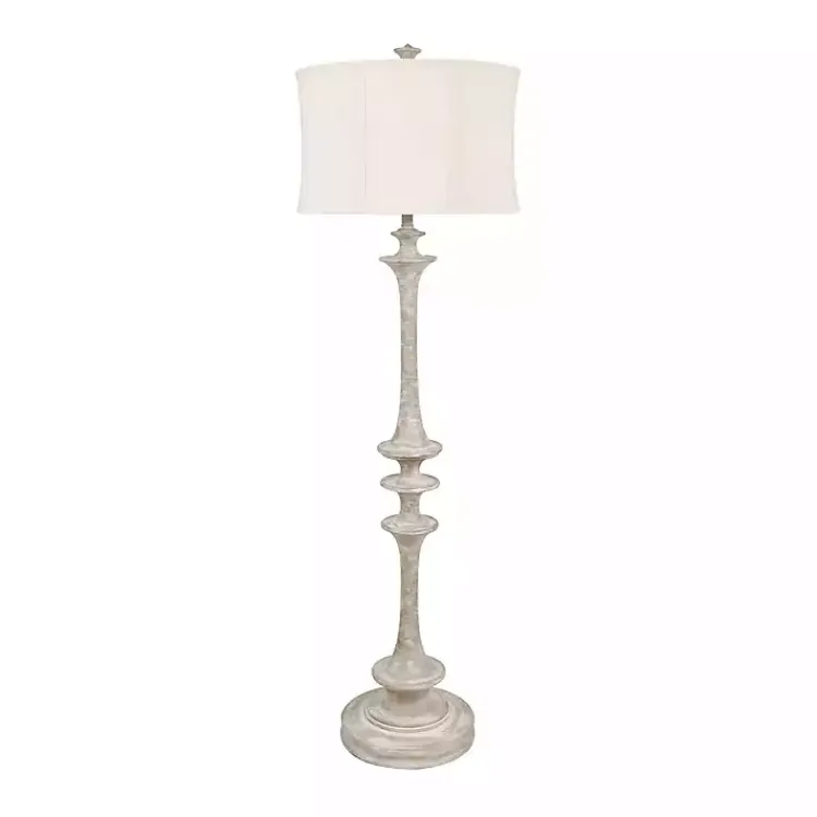 Kirklands Home Whitewashed Spindle Floor Lamp Tan Clearance