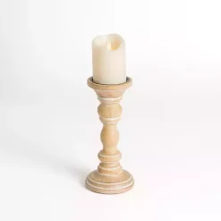 Candle Holders>Kirklands Home Whitewashed Spindle Pillar Candle Holder, 10 in.