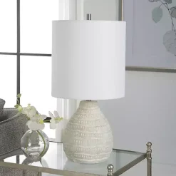 Kirklands Home washed Textured Ellie Table Lamp White