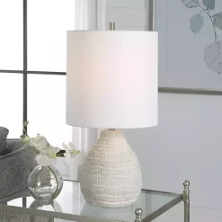 Kirklands Home washed Textured Ellie Table Lamp White