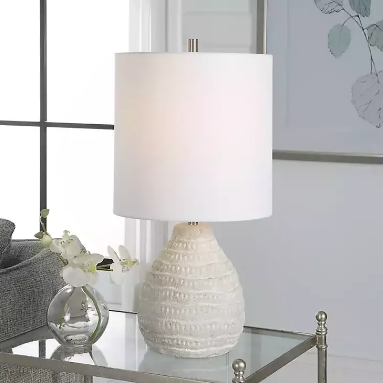 Kirklands Home washed Textured Ellie Table Lamp White