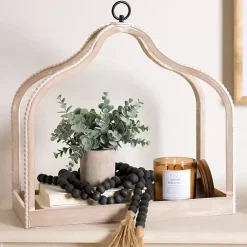 Lanterns>Kirklands Home Whitewashed Wood Beaded Open Lantern