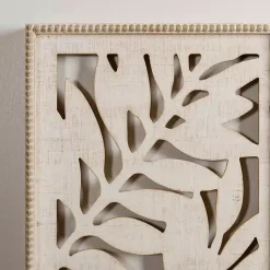 Kirklands Home washed Wood Fern Wall Plaques, Set of 2 White Outlet