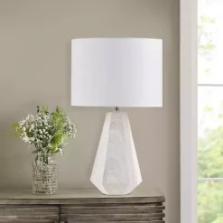 Kirklands Home washed Wood Flynn Table Lamp White