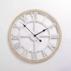 Kirklands Home Whitewashed Wood Open Face Wall Clock Outlet