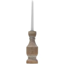 Candle Holders>Kirklands Home Whitewashed Wood Taper Candle Holder, 9 in.