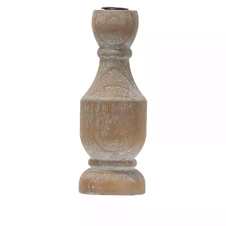 Candle Holders>Kirklands Home Whitewashed Wood Taper Candle Holder, 9 in.