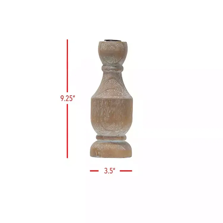 Candle Holders>Kirklands Home Whitewashed Wood Taper Candle Holder, 9 in.