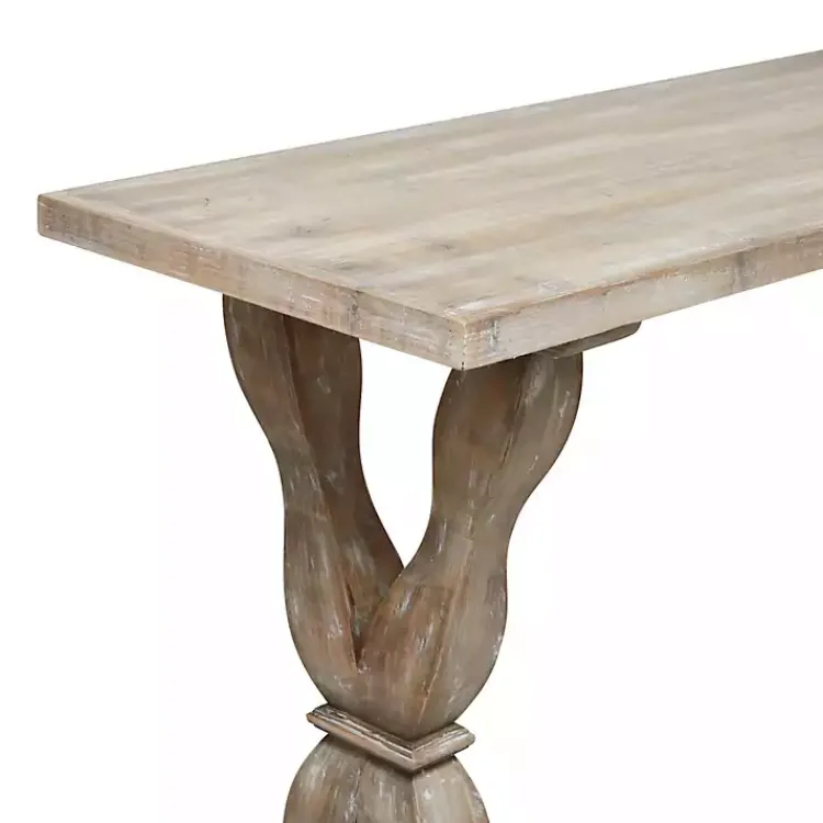Kirklands Home Whitewashed Wood Trestle Base Console Table New