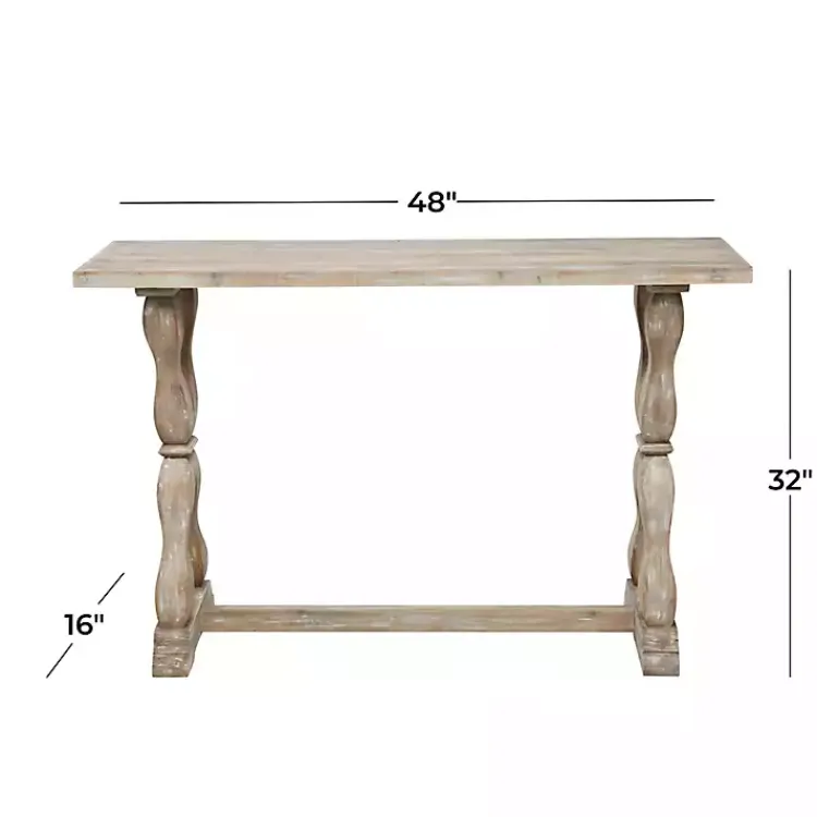 Kirklands Home Whitewashed Wood Trestle Base Console Table New