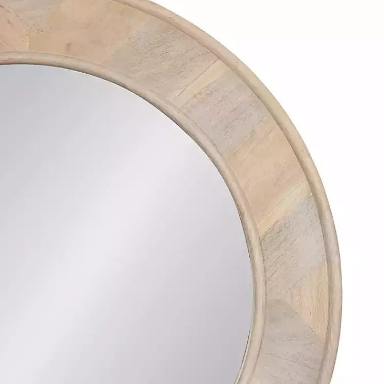 Kirklands Home washed Woodgrain Round Wall Mirror White Discount