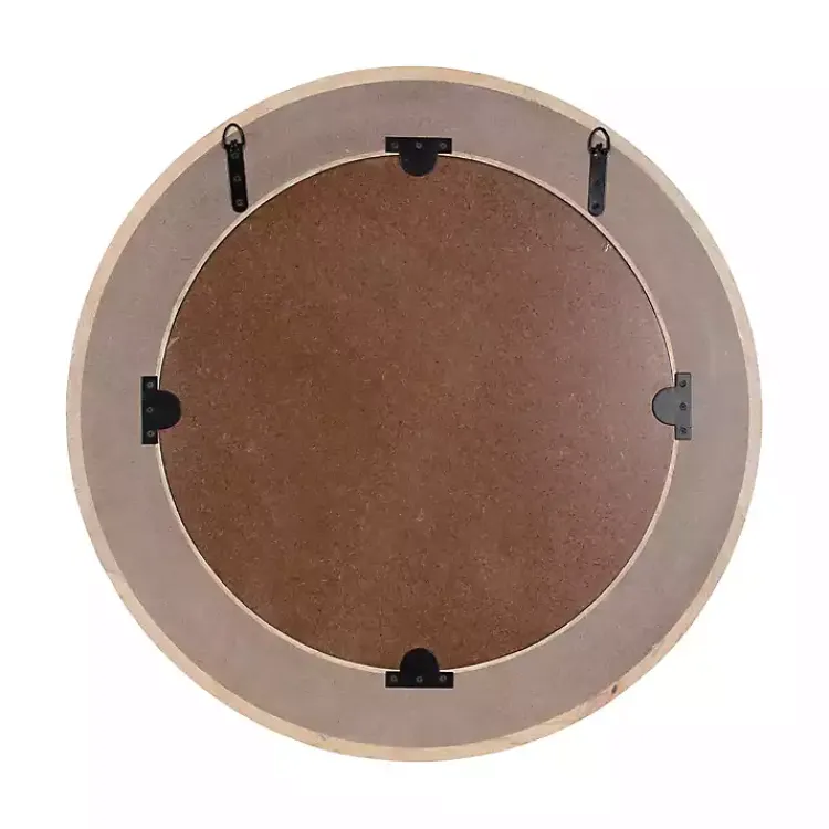 Kirklands Home washed Woodgrain Round Wall Mirror White Discount