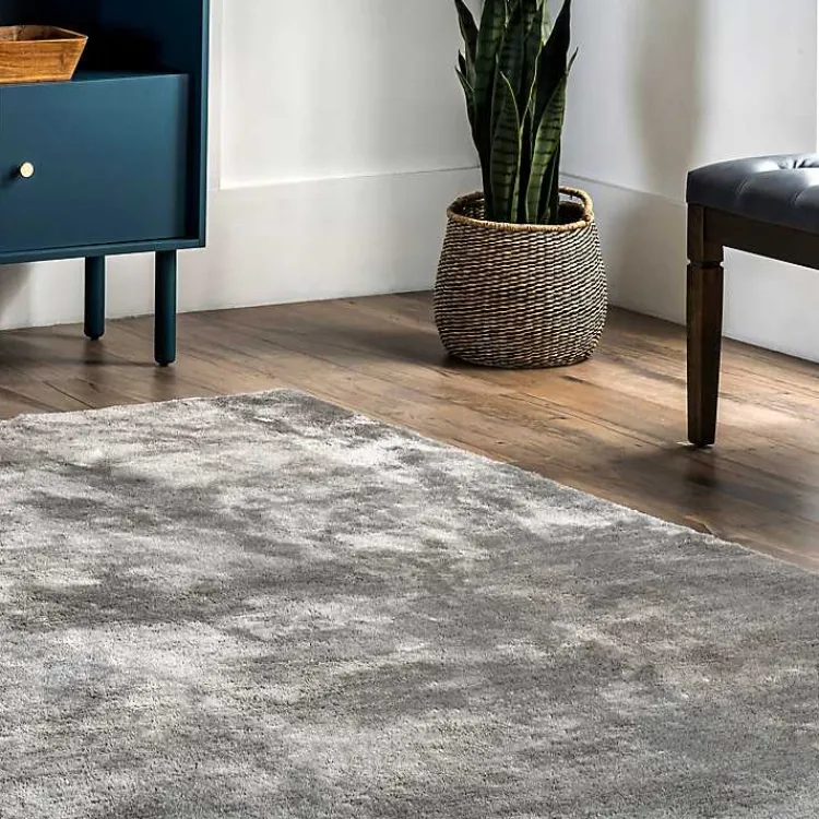 Kirklands Home Whitlow Charcoal Shag Washable Area Rug, 8x10 Gray Outlet