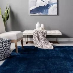 Kirklands Home Whitlow Navy Shag Washable Area Rug, 8x10 Blue Outlet