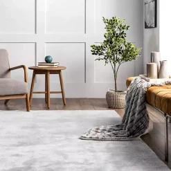 Kirklands Home Whitlow Shag Washable Area Rug, 6x9 Silver Sale