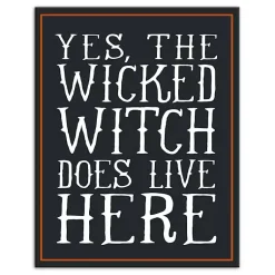 Halloween>Kirklands Home Wicked Witch Lives Here Canvas Art Print Black