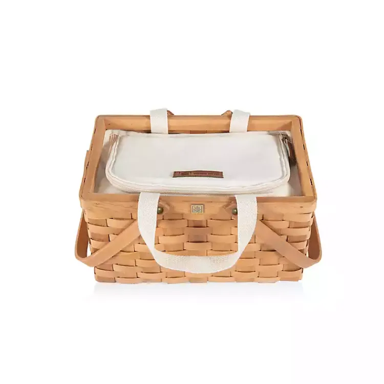 Kirklands Home Wicker Picnic Basket with Removable Cooler New